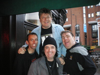 Another reunion - Lee with Kev Sullivan, Pete Manning and Alex Gitlin at the Distillers pub in Hammersmith